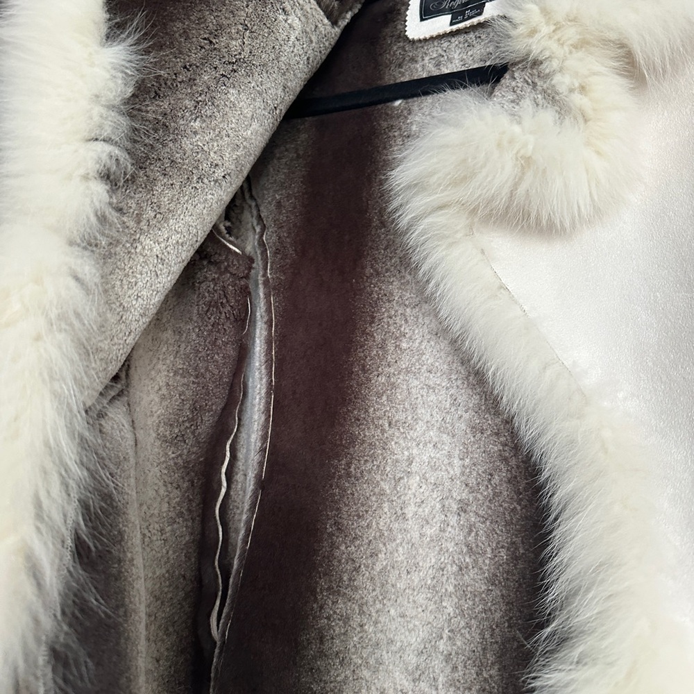 Cream Real Fur Trim Jacket - Picture 3 of 7